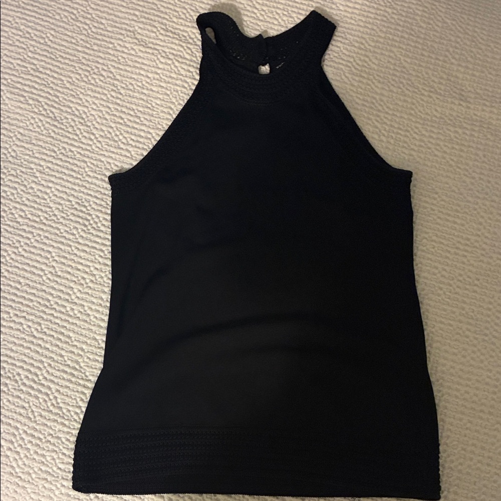 White House Black Market Black Crochet-Trim Racerback Tank